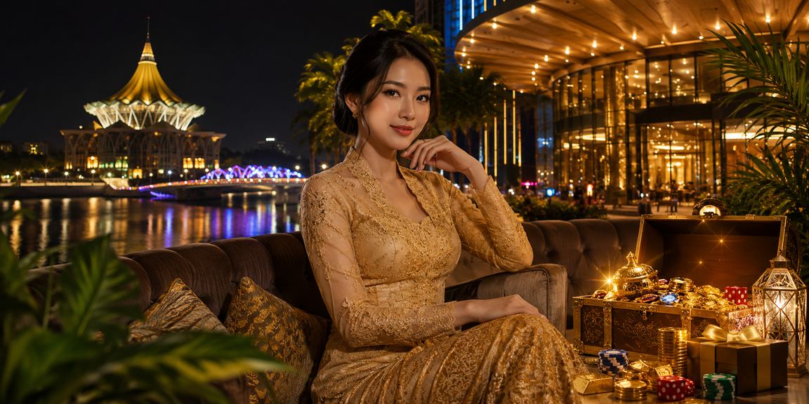 Pengguna di Kuching mengenakan kebaya menikmati bonus deposit semasa menyertai loteri digital